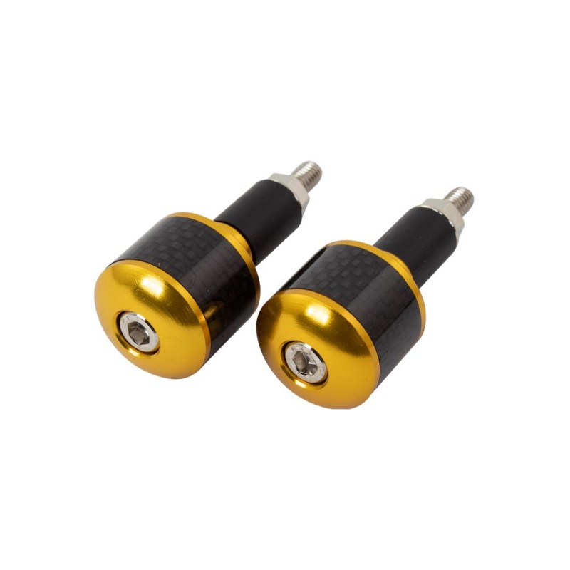 EMBOUT DE GUIDON AVEC INSERTION FIBRE DE CARBONE DORÉ