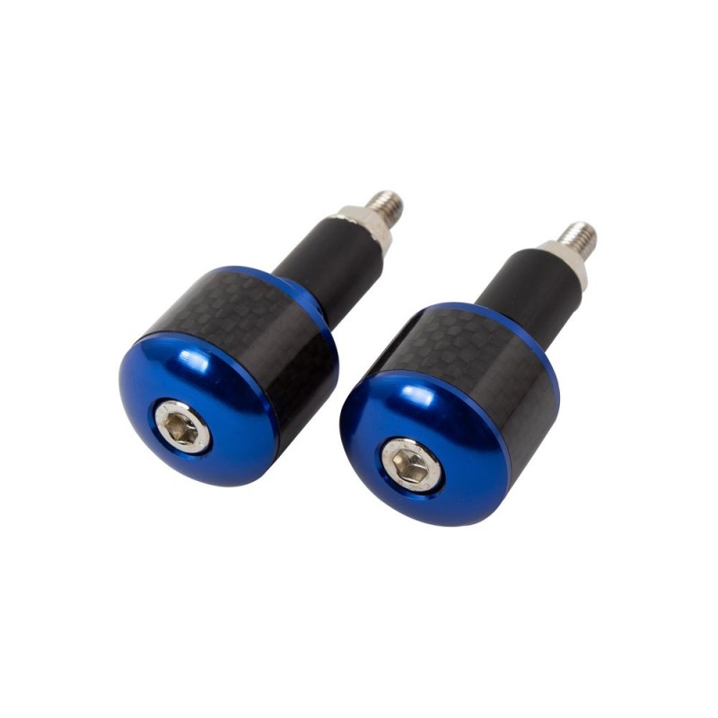 EMBOUT DE GUIDON AVEC INSERTION FIBRE DE CARBONE BLEU