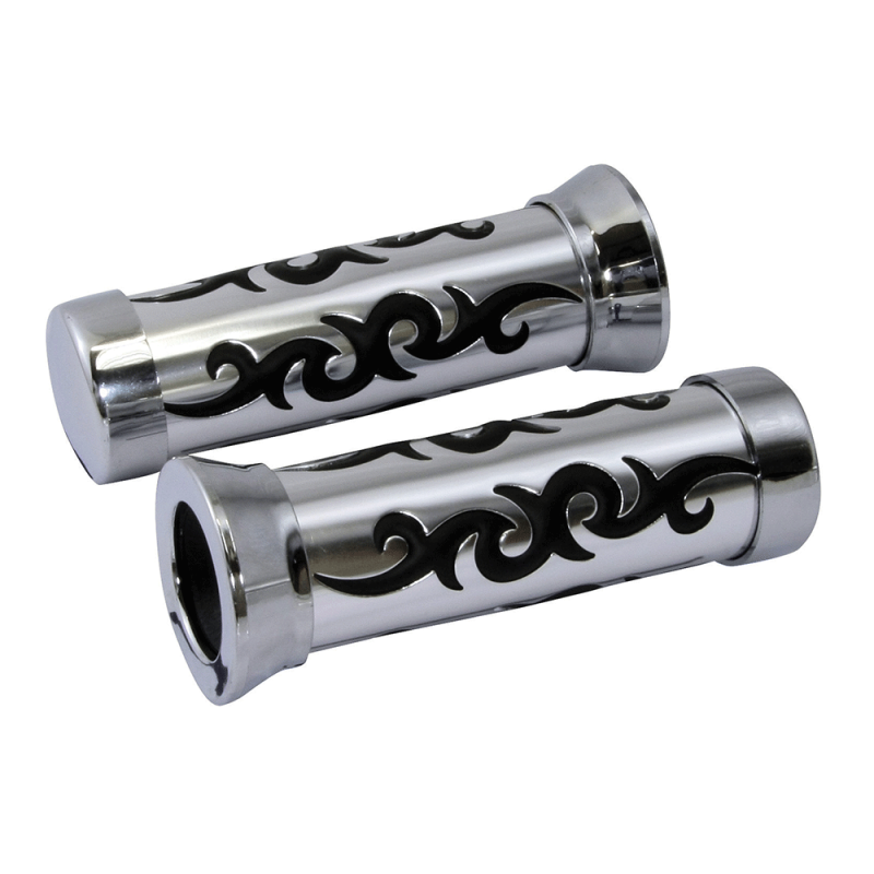 Poignée custom chrome tribal 22mm gauche / 25 mm droite