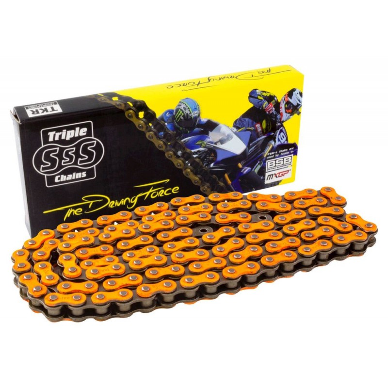 CHAÎNE TRIPLE S HD 520H 120 MAILLONS ORANGE  MAILLON À RESSORT CL