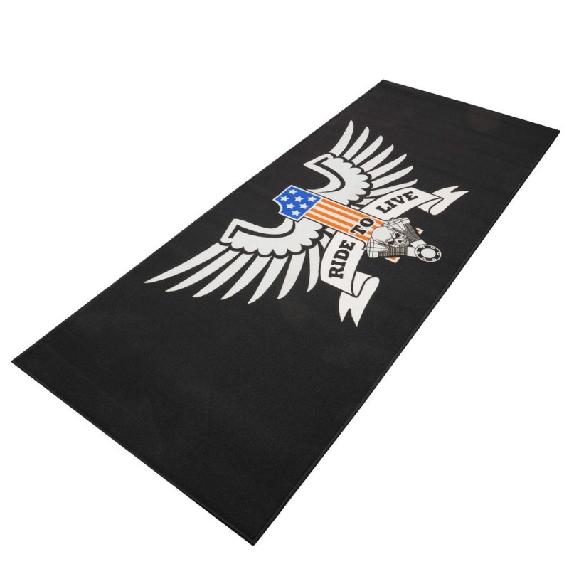 TAPIS DE GARAGE PERSONNALISÉ BIKETEK AMERICAN EAGLE RIDE TO LIVE 250 x 100 cm  2,5 m²