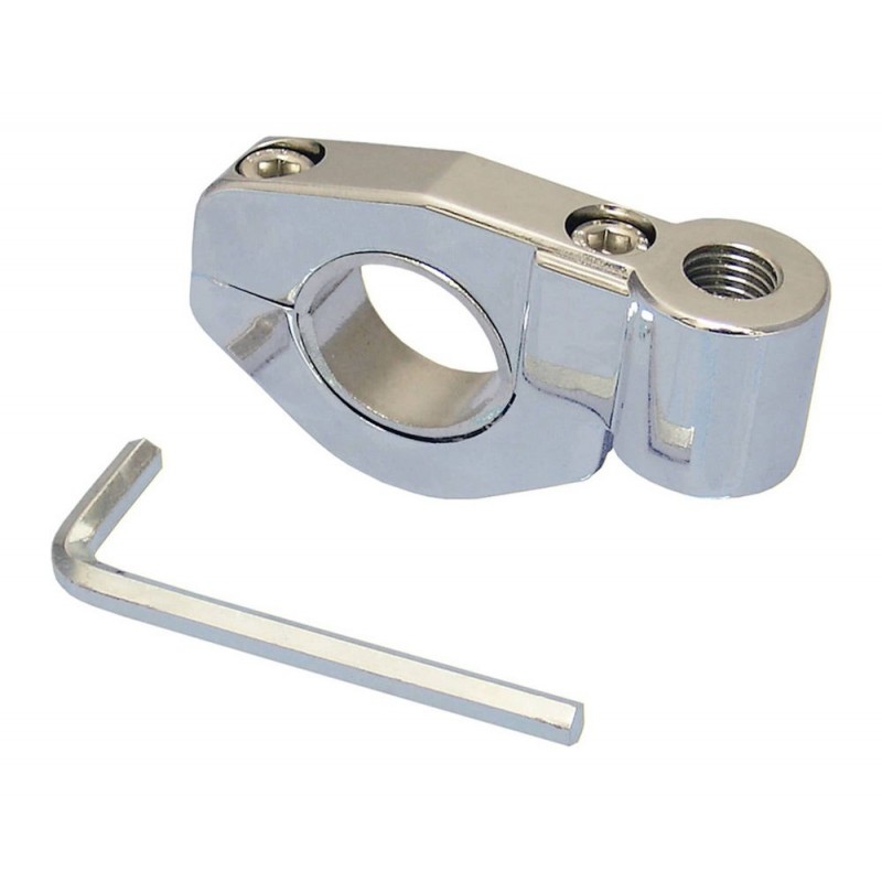 RÉTROVISEUR UNIVERSEL, SUPPORT DE RÉTROVISEUR DE GUIDON 22 25 MM, FILETAGE 10 MM, CHROMÉ (1 PIÈCE)