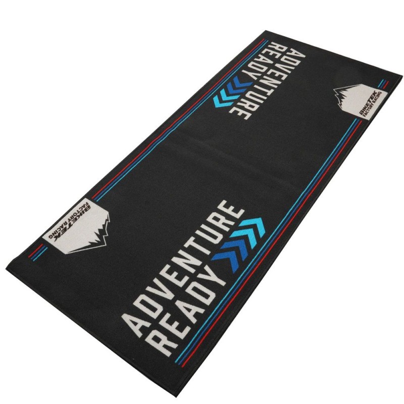 TAPIS DE GARAGE BIKETEK AVENTURE READY BLEU ROUGE   190 x 80 cm