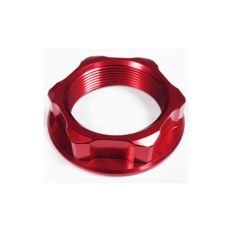 STEERING STEM NUT RED M24x32-P1.5H10 KAWASAKI SUZUKI [56W701R]