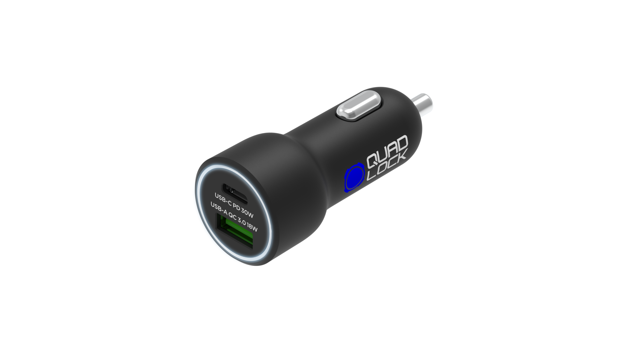 Chargeur voiture double 48 W Quad Lock - USB-C PD + USB-A QC3.0