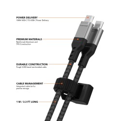 ROKFORM Câble de charge USB C vers USB C 100 W en Kevlar - 1,6 pi
