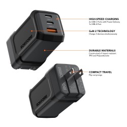 ROKFORM Adaptateur secteur PowerTrip 65 W à 3 ports