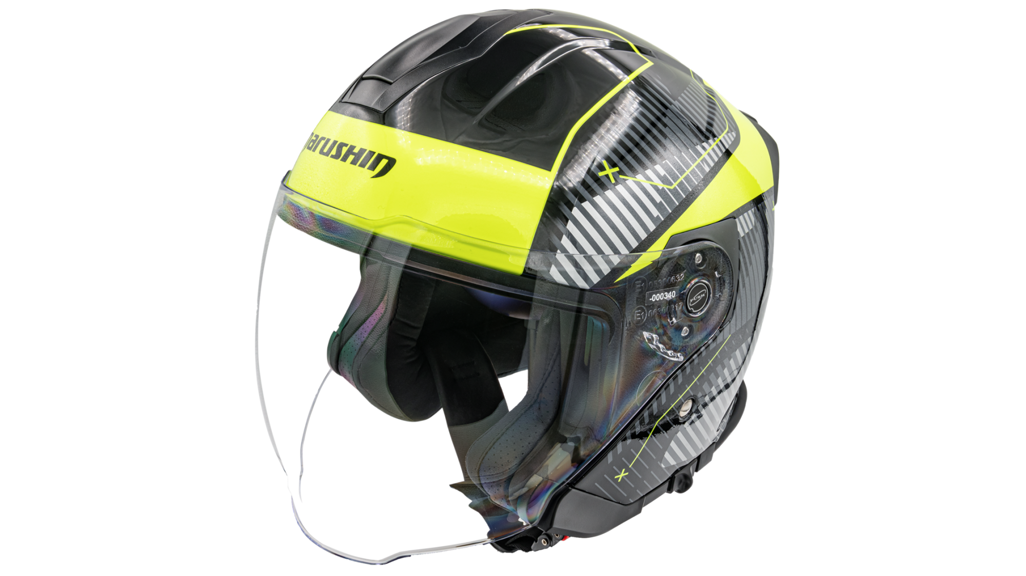 CASQUE DE MOTO JET MARUSHIN C-729 TORNADO NOIR JAUNE XXL