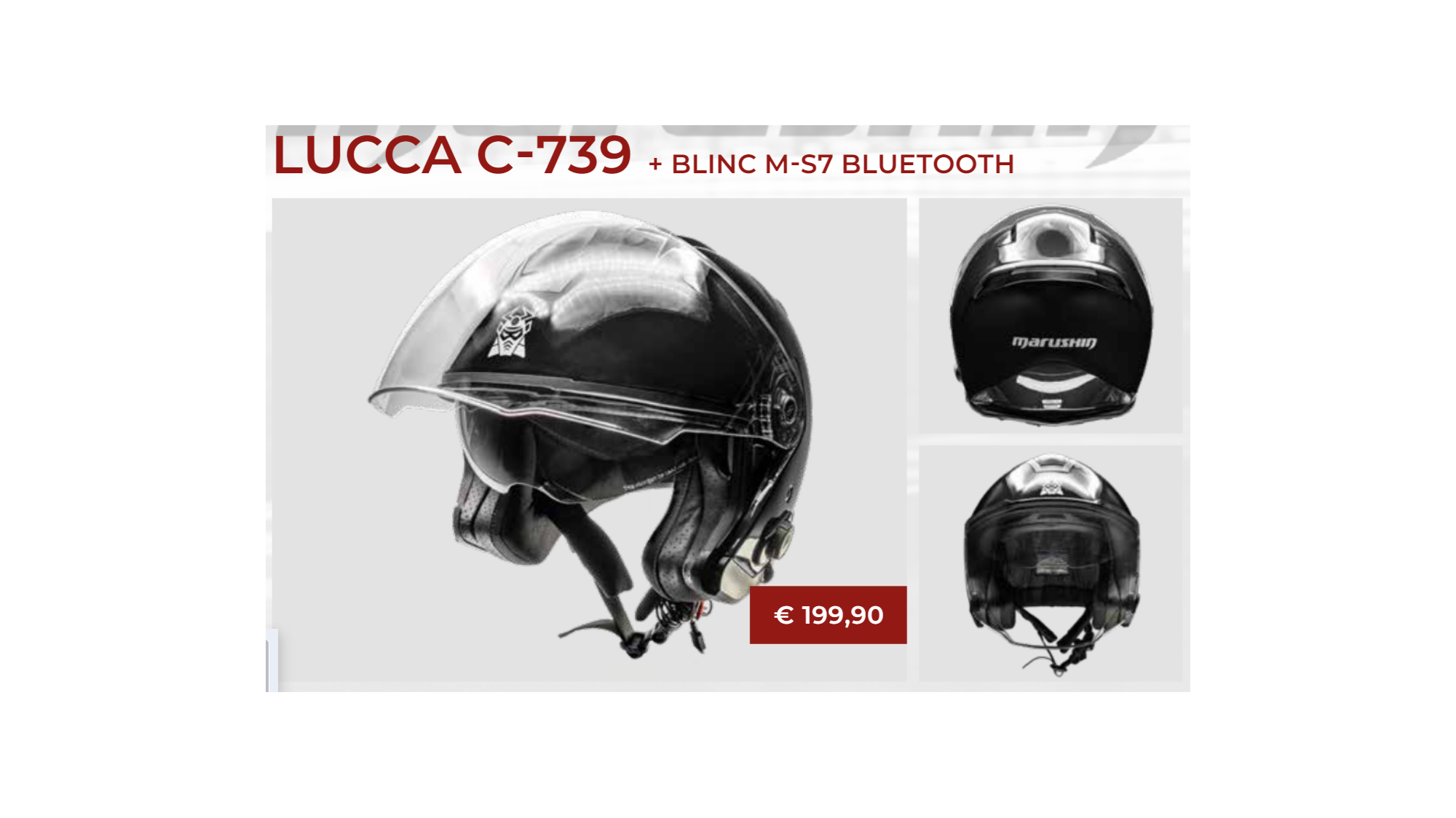 CASQUE JET MOTO MARUSHIN C-739 LUCCA + BLINC M-S7 BLUETOOTH L