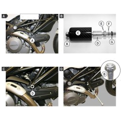 PROTECTION DE CADRE DUCATI MONSTER  00 NOIRE SANS COUPURE