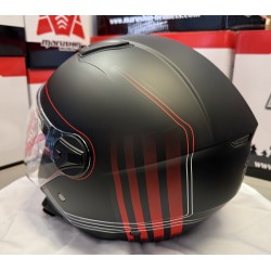 CASQUE DE MOTO JET MARUSHIN C-699 NOIR MAT ROUGE S