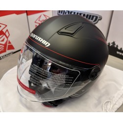 CASQUE DE MOTO JET MARUSHIN C-699 NOIR MAT ROUGE S