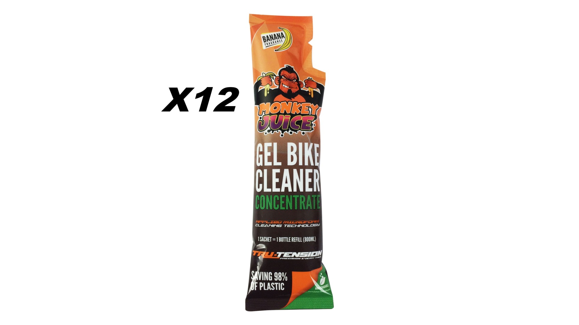 Monkey Juice Gel Nettoyant Collecteur Concentré Recharge Sachet 100 ml (Pack de 12)