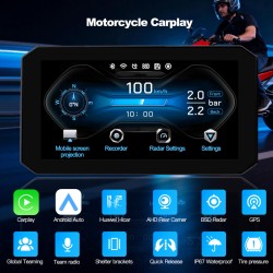 CARPLAY sans fil moto étanche Dashcam tout en 1