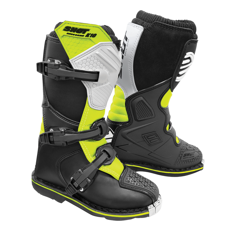 SHOT YOUTH MX BOOTS K10 2.0 BLACK/WHITE/NEON YELLOW UK5 EUR38 [A0B-24B1-C02-38]