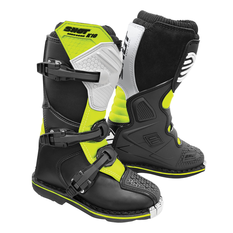 SHOT YOUTH MX BOOTS K10 2.0 BLACK/WHITE/NEON YELLOW UK3.5 EUR36 [A0B-24B1-C02-36]