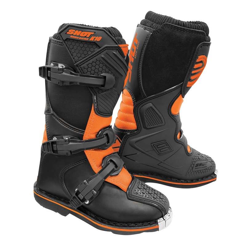 SHOT YOUTH MX BOOTS K10 2.0 BLACK/NEON ORANGE UK4 EUR37 [A0B-24B1-C05-37]