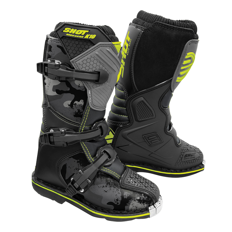 SHOT YOUTH MX BOOTS K10 2.0 BLACK/CAMO UK2 EUR34 [A0B-24B1-B01-34]