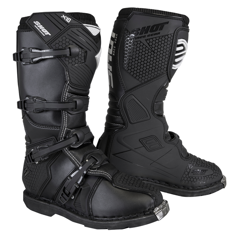 SHOT ADULT MX BOOTS X10 SOLID BLACK UK12 EUR47 [A0D-24A1-A01-47]