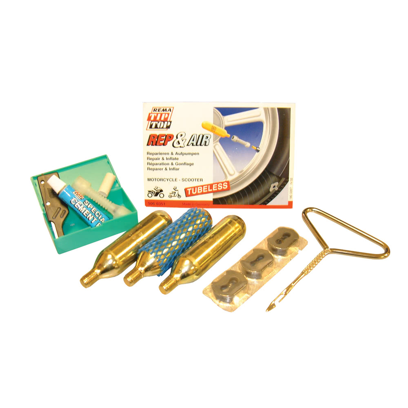 KIT DE RÉPARATION TEMPORAIRE DE CREVAISONS REP AND AIR SANS CHAMBRE À AIR