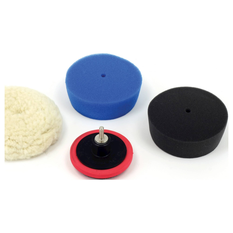 HAND DRILL MOTORCYCLE POLISHING KIT DRILL ADAPTOR  FLEECE PAD  2 POLISH PADS