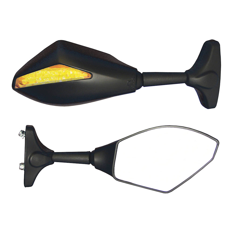 RETROVISEUR UNIVERSEL TROJAN LED CARÉNAGE NOIR RÉGLABLE PAIRE DE FIXATION À 2 BOULONS