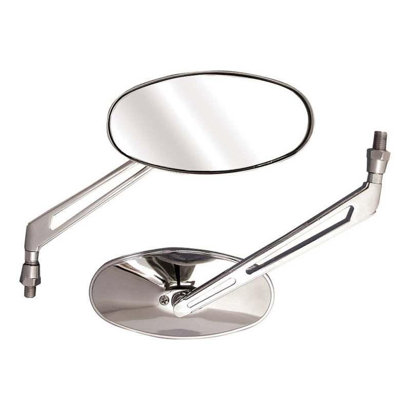 RÉTROVISEURS UNIVERSELS SHIFT CHROME OVALE 10 MM, LA PAIRE MP617
