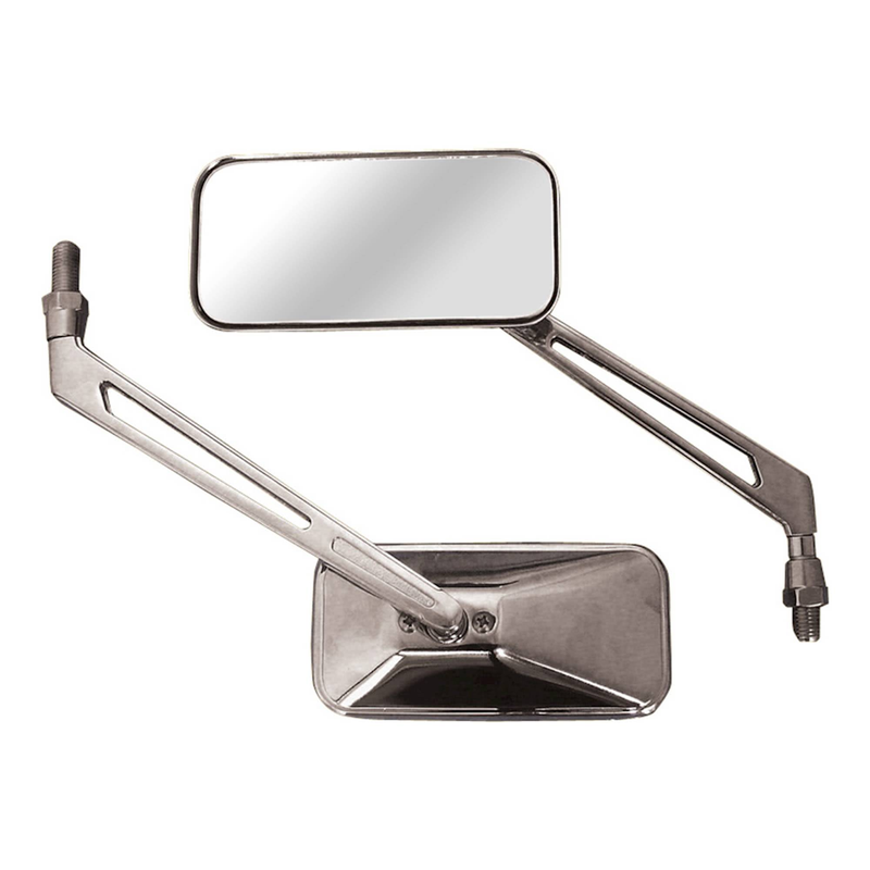 RÉTROVISEURS UNIVERSELS RUNNER CHROME RECTANGULAIRE 10 MM, LA PAIRE MP613