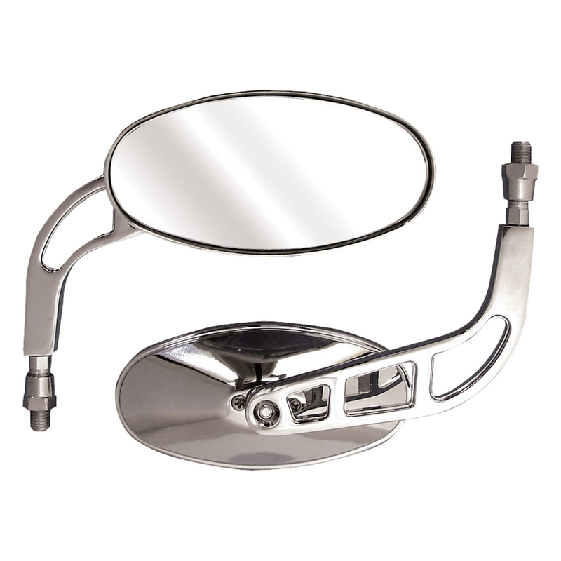 RÉTROVISEURS UNIVERSELS PHANTOM CHROME OVALE 10 MM, LA PAIRE MP619