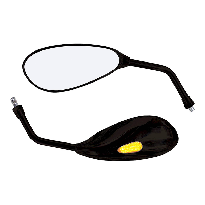 RÉTROVISEURS UNIVERSELS PATROL AVEC INDICATEURS LED 10MM PAIRE NOIRE
