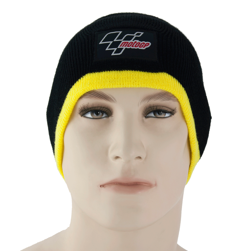 BONNET MOTOGP NOIR   BORDURE JAUNE