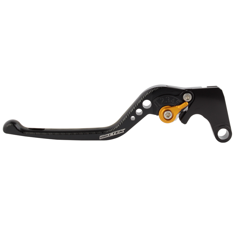 RH ASSY /// BIKETEK ADJUSTABLE CNC LEVER LONG CLUTCH - BLACK / GOLD ADJUSTER - HONDA (H-65)