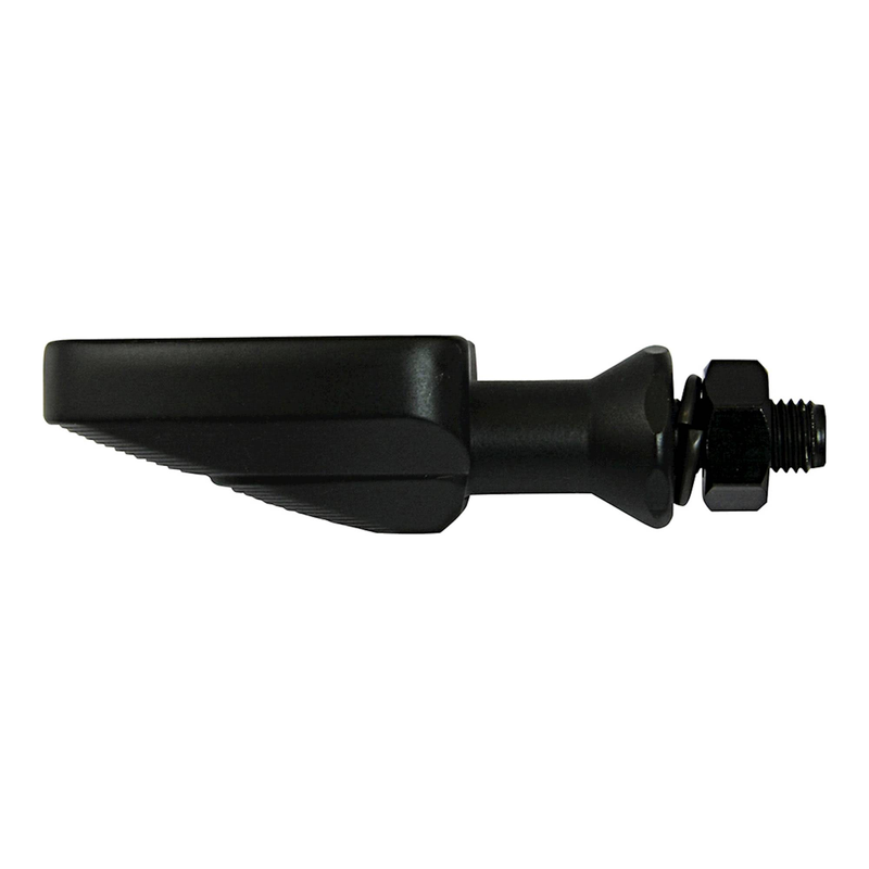 CLIGNOTANTS TÊTE DE REQUIN, ALLIAGE USINÉ CNC, VERRE AMBRE NOIR, MARQUAGE E
