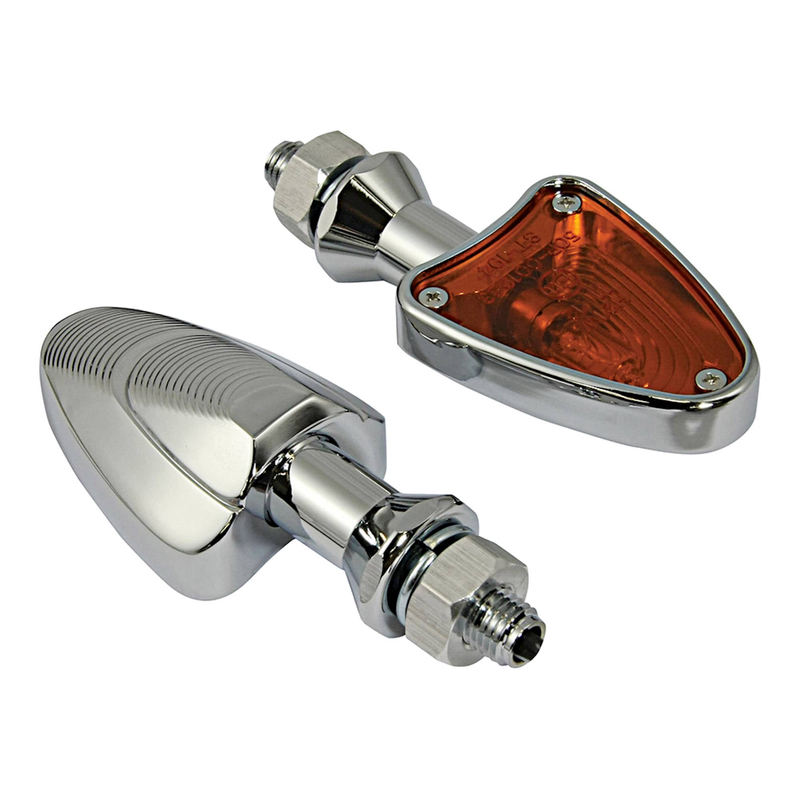 CLIGNOTANTS TÊTE DE REQUIN, ALLIAGE USINÉ CNC, VERRE AMBRE, MARQUAGE E