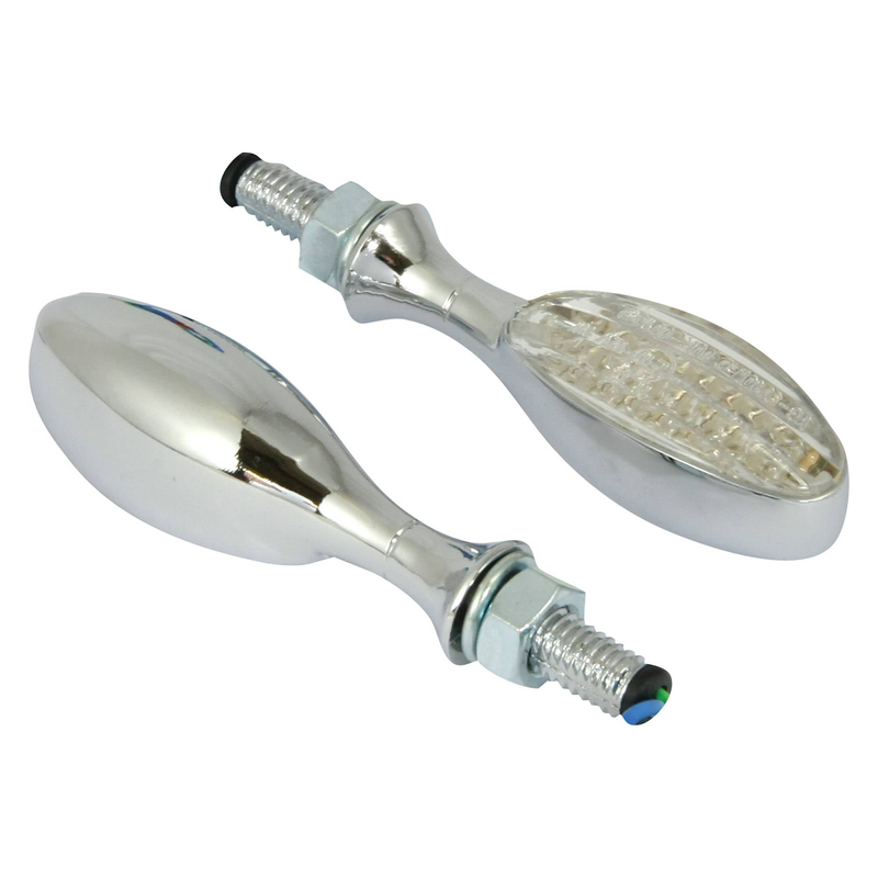 MICRO OVAL LED INDICATORS CHROME PAIR - not for sale in Germany