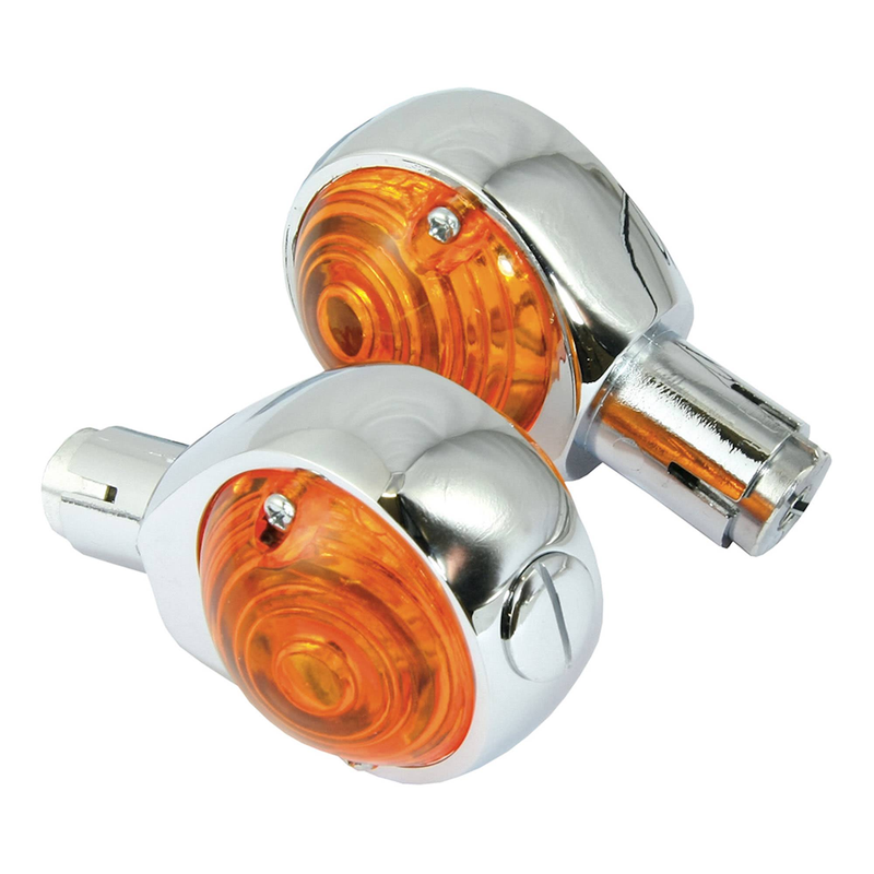 CLIGNOTANT CUSTOM ŒIL DE BŒUF, VERRE AMBRE 22MM  1 PIÈCE