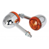 CLIGNOTANTS CUSTOM CHROMÉS, FORME D OBJECTIF, LONGUE TIGE DE 7CM  PAIRE , 2 FILS