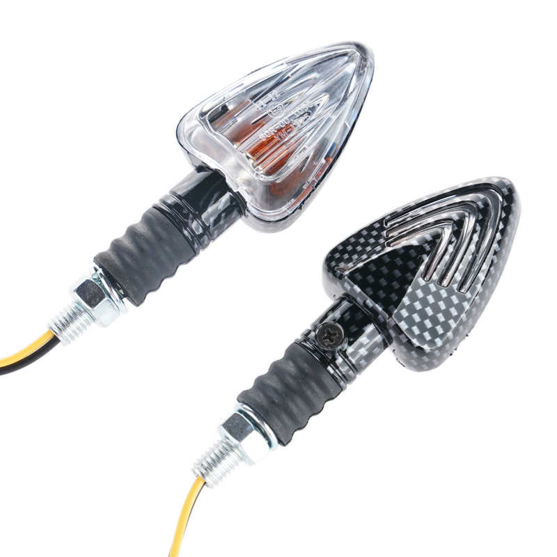 CLIGNOTANTS FLÈCHE AVEC MARQUAGE ARRIÈRE CARBONE, VERRE TRANSPARENT 12V 23W BA9S