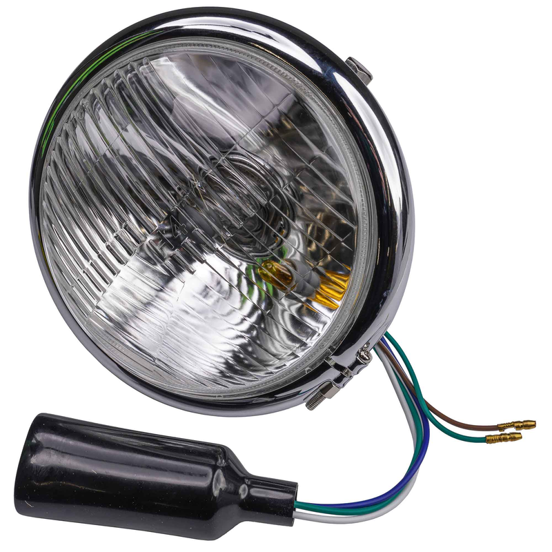 PHARE UNIVERSEL CUSTOM 5 3 4 CHROMÉ MONTAGE LATÉRAL FEUX DE ROUTE ET DE CROISEMENT GAUCHE RP35 12 V 3