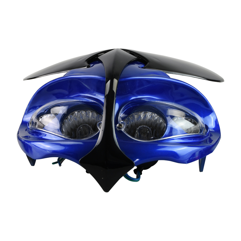 UNIVERSAL DEMON FAIRING HEADLIGHT WITH INDICATORS BLUE