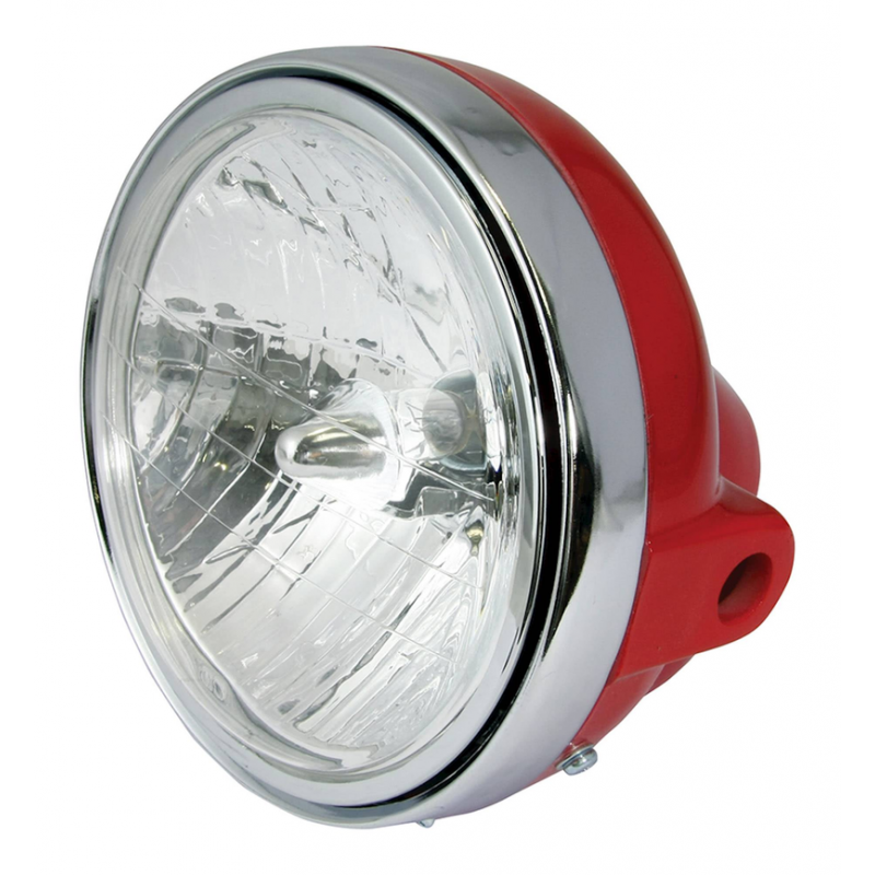 Phare rond rouge et chrome 17,8cm