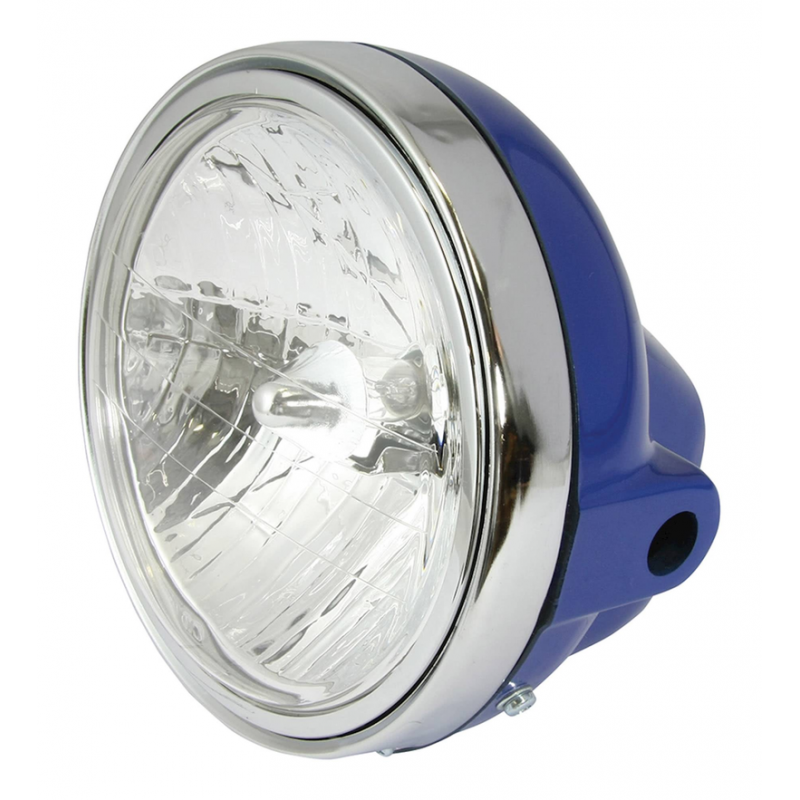 Phare rond bleu et chrome 17,8cm 12V35W