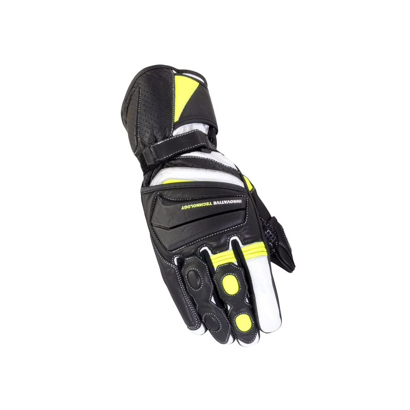 BIKEIT CROSSFIRE SUMMER ROAD GLOVE BLACK/NEON 2XL LEATHER NF4114