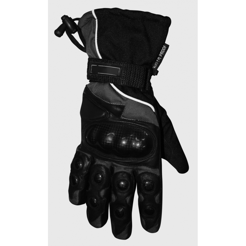 WINTER ROAD GLOVES HARDSHELL PROTECTORS TEXTILE/LEATHER - BLACK/GREY LARGE