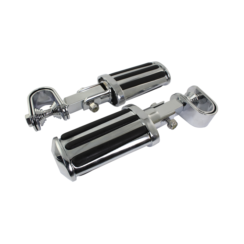 FOOTPEG UNIVERSAL RAIL CHROME WITH INLAYS (CLAMP FIT) JY-3530 Z-UL