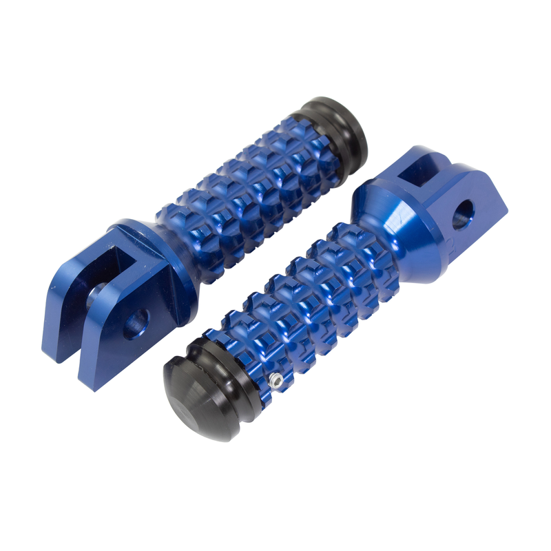 ALLY FOOT PEGS WITH SLIDER (PAIR) YAMAHA FRONT BLUE YA11F