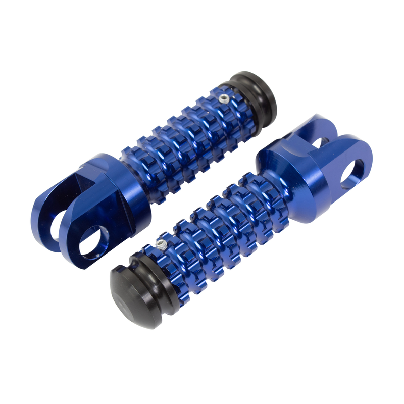 ALLY FOOT PEGS WITH SLIDER (PAIR) SUZUKI FRONT BLUE SU12F