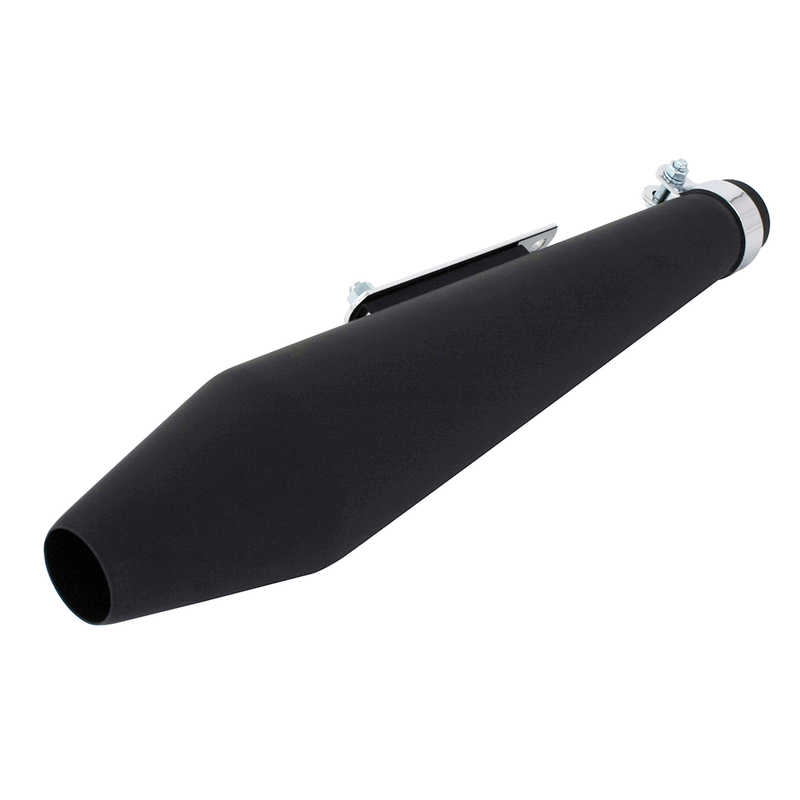 SILENCIEUX UNIVERSEL 48 cm, CÔNE, DÉFLECTEUR FIXE, DIAMÈTRE 38, DIAMÈTRE 45 mm, SUPPORT NOIR MAT INCLUS