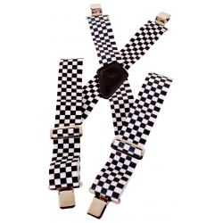 Bretelles à damier noir et...