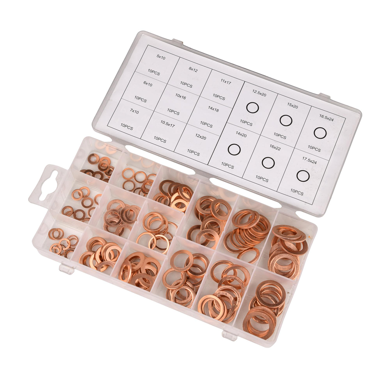 Kit de rondelles en cuivre  métriques, 150 pièces